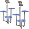 black blue floor standing ipad holder with multi height podiums