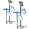 black blue ipad display stand with podium and dual brochure holder