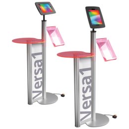 black red ipad display stand with podium and brochure holder