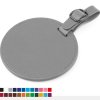 0009874 round luggage tag with window in belluno a vegan coloured leatherette with a subtle grain